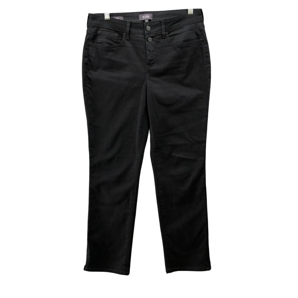 NYDJ Sheri Slim Ankle Jeans Womens Size 4 Black Lift Tuck Slimming Mid Rise